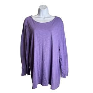 Chico’s Women’s Purple Indian Cotton Blend Scoop Neck Top Size 4 XXL Basics